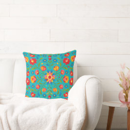 Folk art floral pillow クッション