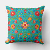 Folk art floral pillow クッション (正面)