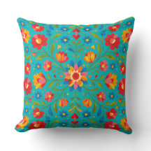 Folk art floral pillow