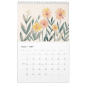 Folk Art Floral | Scandinavian Orange Flower Wall カレンダー (3月 2027)