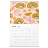 Folk Art Floral | Scandinavian Orange Flower Wall カレンダー (2月 2027)