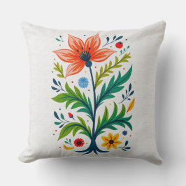 Folk Art Floral Tree Botanical Boho Cottagecore クッション