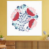 Folk Art Florals in Full Bloom キャンバスプリント (インサイチュ (リビング))