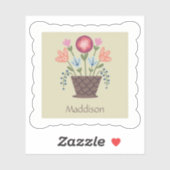 Folk Art Flower Basket Vinyl Cut Sticker  シール (シート)