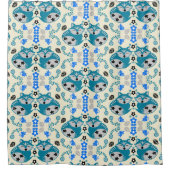Folk Art Fox Print Decor シャワーカーテン (正面)