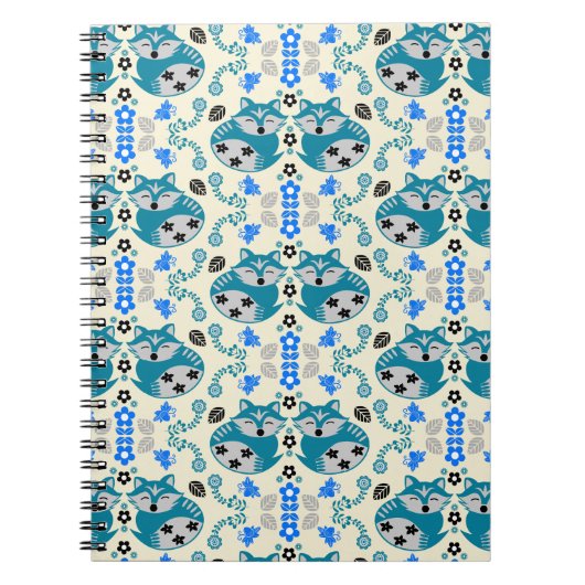 Folk Art Fox Print Decor ノートブック (正面)