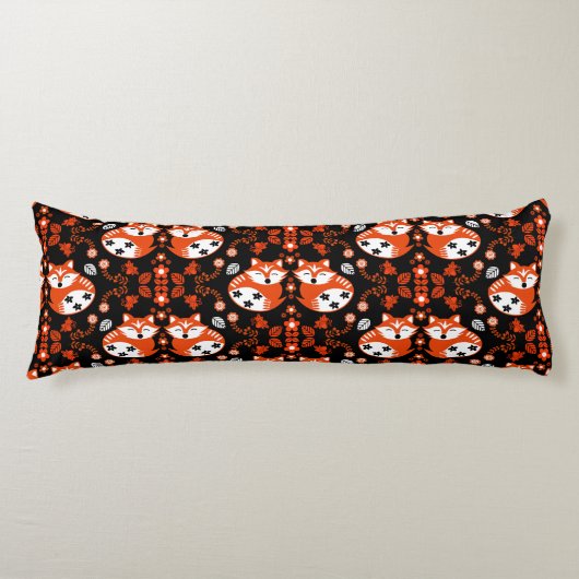 Folk Art Fox Print Decor ボディピロー (正面)
