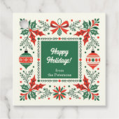 Folk Art Holly Wreath and Ornament Christmas  フェイバータグ (正面)