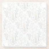 Folk Art Meadow & Blue Bird in Earth Tones ガラスコースター (裏面)