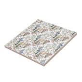 Folk Art Meadow & Blue Bird in Earth Tones タイル (側面)