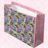 Folk Art Owl Purple Pink  ワインギフトバッグ