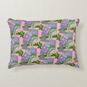 Folk Art Owls Pink Purple Kids アクセントクッション (正面)