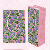 Folk Art Owls Pink Purple Kids ラージペーパーバッグ