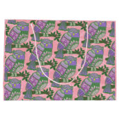 Folk Art Owls Pink Purple Kids ラージペーパーバッグ (裏面)