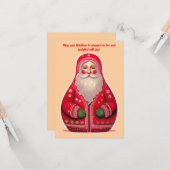 Folk Art Primitive Santa Claus Holiday Card カード (正面/裏面インサイチュ)