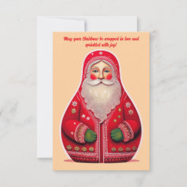 Folk Art Primitive Santa Claus Holiday Card カード