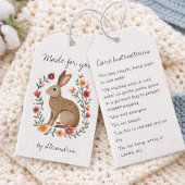 Folk Art Rabbit Handmade Care Instructions ギフトタグ