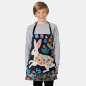 Folk Art Rabbit Kids Apron エプロン (着用した状態)