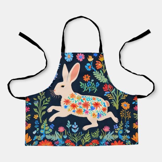 Folk Art Rabbit Kids Apron エプロン (正面)