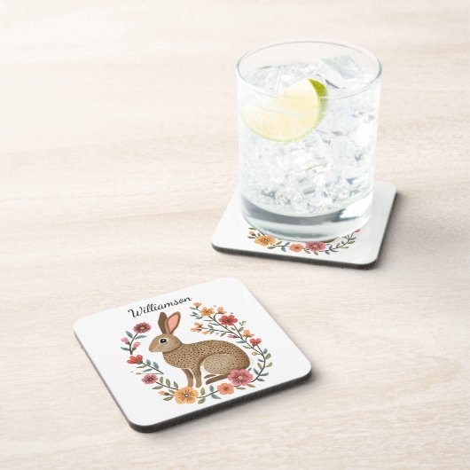 Folk Art Rabbit Monogram コースター (右側)