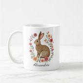 Folk Art Rabbit Monogram コーヒーマグカップ (左)