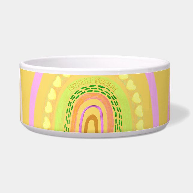 Folk Art Rainbow 'Happiness is Homemade'  ボウル (正面)