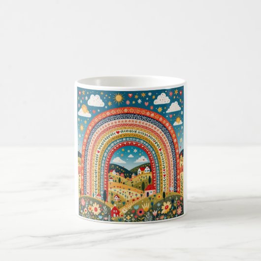 Folk Art Rainbow Mug コーヒーマグカップ (中央)