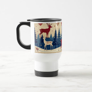 Folk-Art Reindeer Pattern Mug トラベルマグ