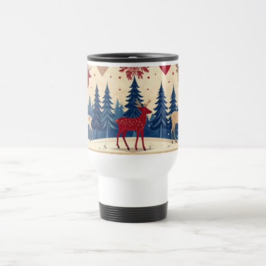 Folk-Art Reindeer Pattern Mug トラベルマグ (中央)