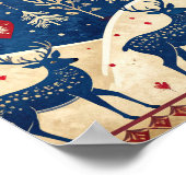 Folk-Art Reindeer Pattern Poster ポスター (角)