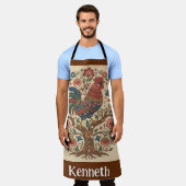 Folk Art Rooster Personalized Large Apron エプロン (着用した状態)