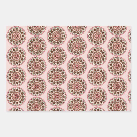 Folk art rosemaling gingerbread houses ラッピングペーパーシート (正面)