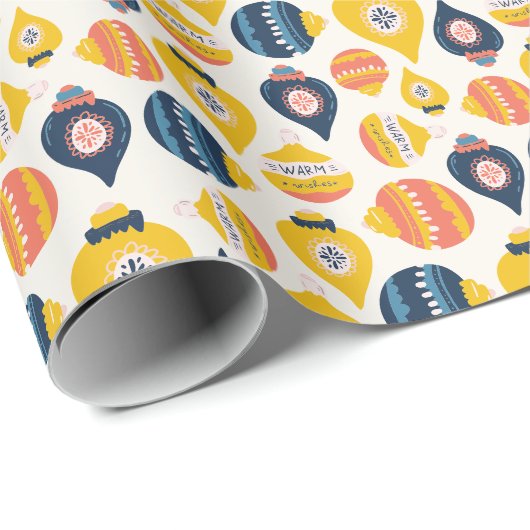 Folk Art Sardine Style Christmas Ornaments ラッピングペーパー (ロールコーナー)