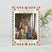 Folk Art Scandinavian Christmas Photo Holiday カード (スタンド正面)