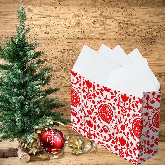 Folk Art Sleeping Fox ラージペーパーバッグ