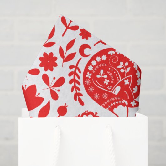 Folk Art Sleeping Fox Gift 薄葉紙 (ギフトバッグ)