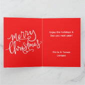 Folk Art Sleeping Fox Merry Christmas Holiday Card カード (内部)
