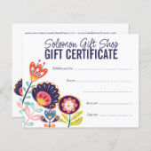 Folk Art Store Shop Gift Voucher Certificate (正面/裏面)