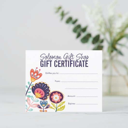 Folk Art Store Shop Gift Voucher Certificate (スタンド正面)