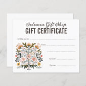 Folk Art Store Shop Gift Voucher Certificate (正面/裏面)