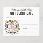 Folk Art Store Shop Gift Voucher Certificate (正面)