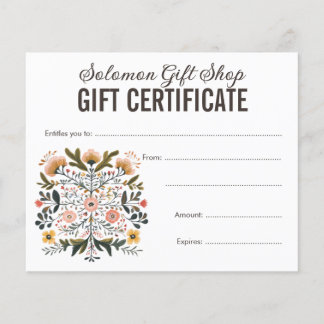 Folk Art Store Shop Gift Voucher Certificate