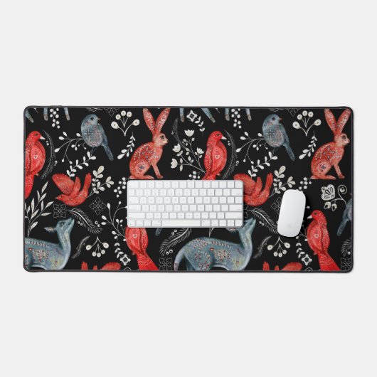 Folk-art style floral  pattern designs デスクマット (キーボード&マウス)