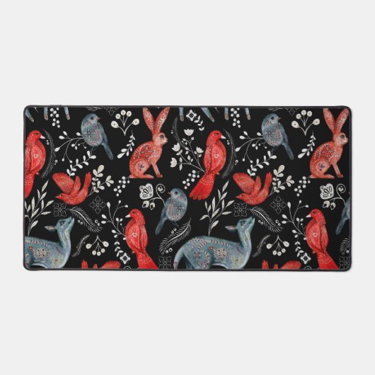 Folk-art style floral  pattern designs デスクマット (正面)