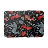 Folk-art style floral  pattern designs バスマット (正面)