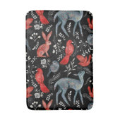 Folk-art style floral  pattern designs バスマット (正面縦)