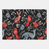 Folk-art style floral  pattern designs ラッピングペーパーシート (正面3)