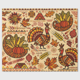 Folk Art Thanksgiving ラッピングペーパー