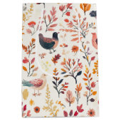 Folk Art Turkeys – Nature Inspired Autumn 2 ミディアムペーパーバッグ (正面)