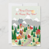 Folk Art Vintage Christmas Village Personalized  シーズンカード (正面)